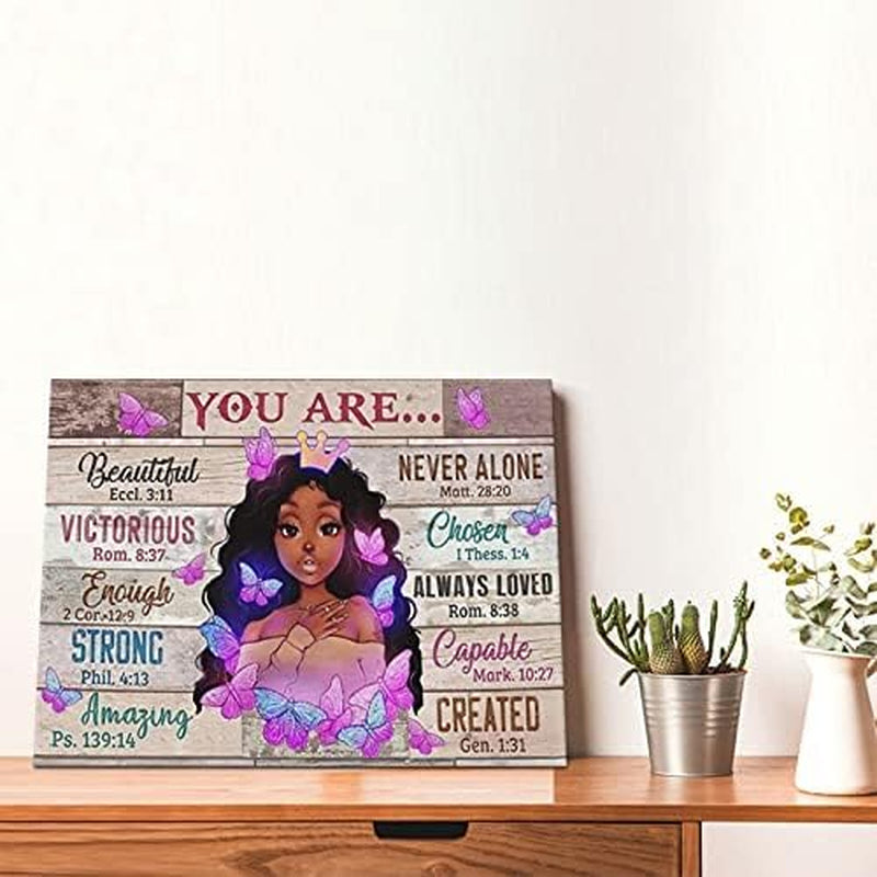 Black Girl Insprational Wall Art Decor African American Motivational Canvas Wall Art Bedroom Black Women Wall Art for Living Room African Wall Art for Bathrooms Gift for Girl 12X16Inch