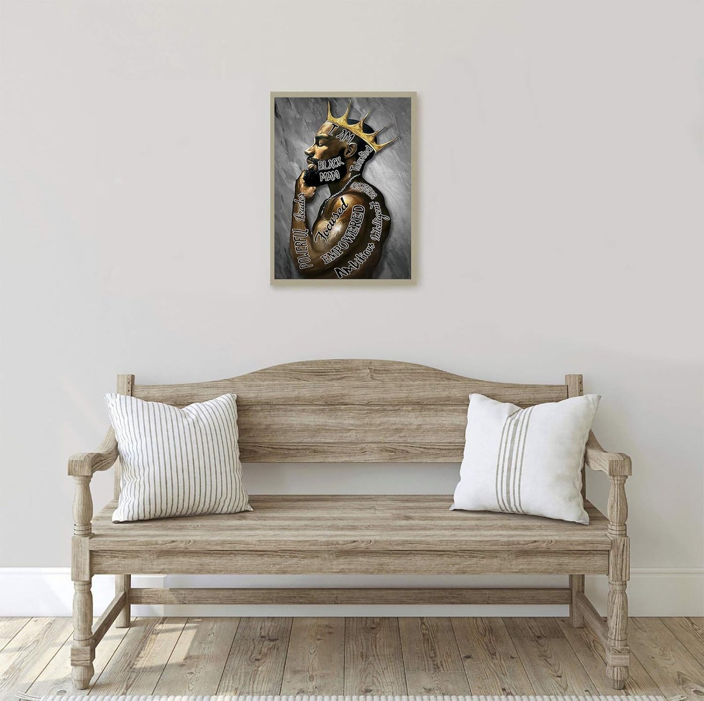 Black Men Wall Art African American Men Portrait Wall Art Black Men I Am Enough Art Afro King Poster Abstract Contemporary Canvas Prints Painting Home Decor for Bedroom Livingroom 16X24 Inch Frameless
