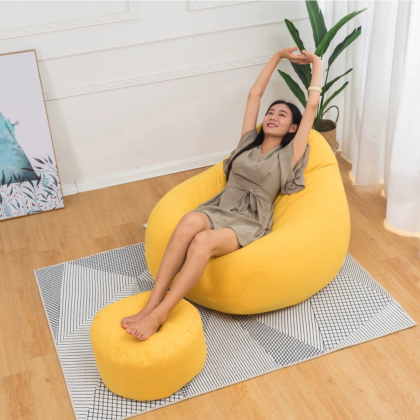 Bean Bag Covers(No Filler) Stuffed Animal Storage Chairs Couch Sofa Lazy Lounger Cover Indoor Home Decor 27.6"X31.5'' Kids Bean Bag Chairs Cover