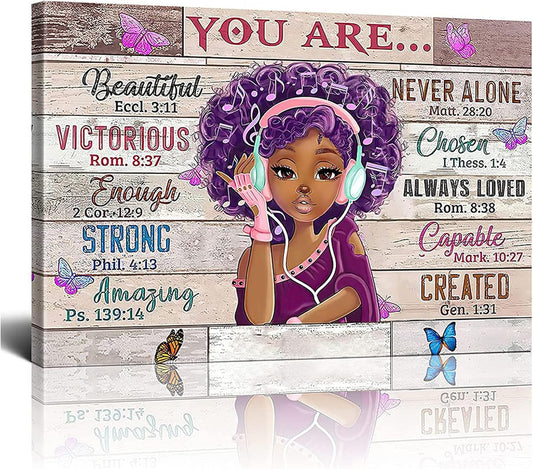 Black Girl Insprational Wall Art Decor African American Motivational Canvas Wall Art Bedroom Black Women Wall Art for Living Room African Wall Art for Bathrooms Gift for Girl 12X16Inch