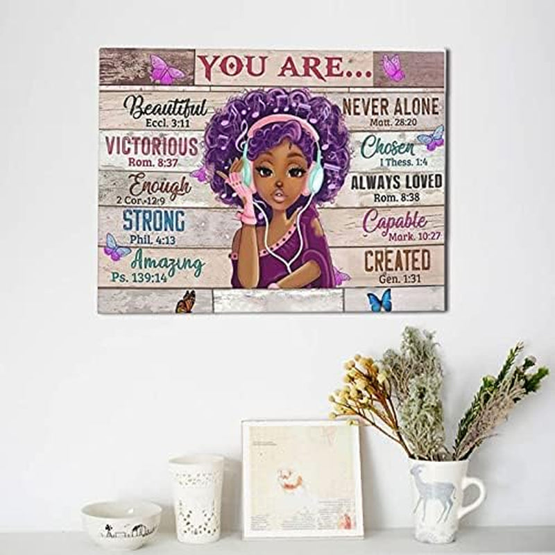 Black Girl Insprational Wall Art Decor African American Motivational Canvas Wall Art Bedroom Black Women Wall Art for Living Room African Wall Art for Bathrooms Gift for Girl 12X16Inch