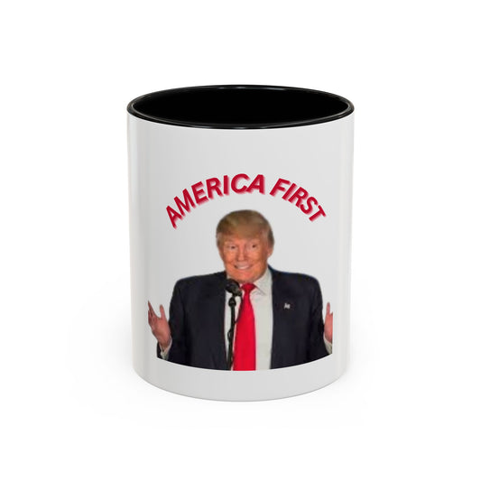 America First Accent Coffee Mug - 11oz & 15oz - Perfect for Patriotism and Daily Use