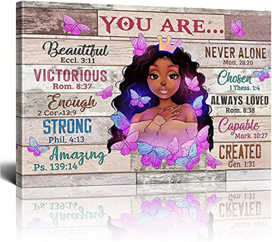 Black Girl Insprational Wall Art Decor African American Motivational Canvas Wall Art Bedroom Black Women Wall Art for Living Room African Wall Art for Bathrooms Gift for Girl 12X16Inch