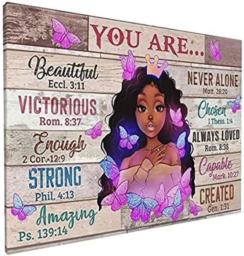 Black Girl Insprational Wall Art Decor African American Motivational Canvas Wall Art Bedroom Black Women Wall Art for Living Room African Wall Art for Bathrooms Gift for Girl 12X16Inch