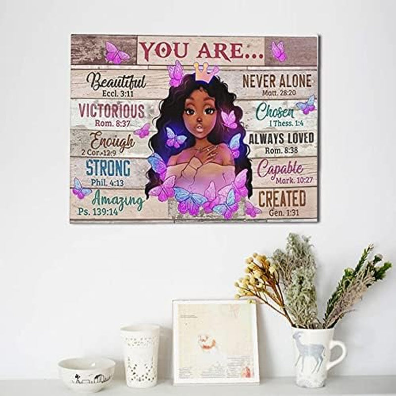Black Girl Insprational Wall Art Decor African American Motivational Canvas Wall Art Bedroom Black Women Wall Art for Living Room African Wall Art for Bathrooms Gift for Girl 12X16Inch