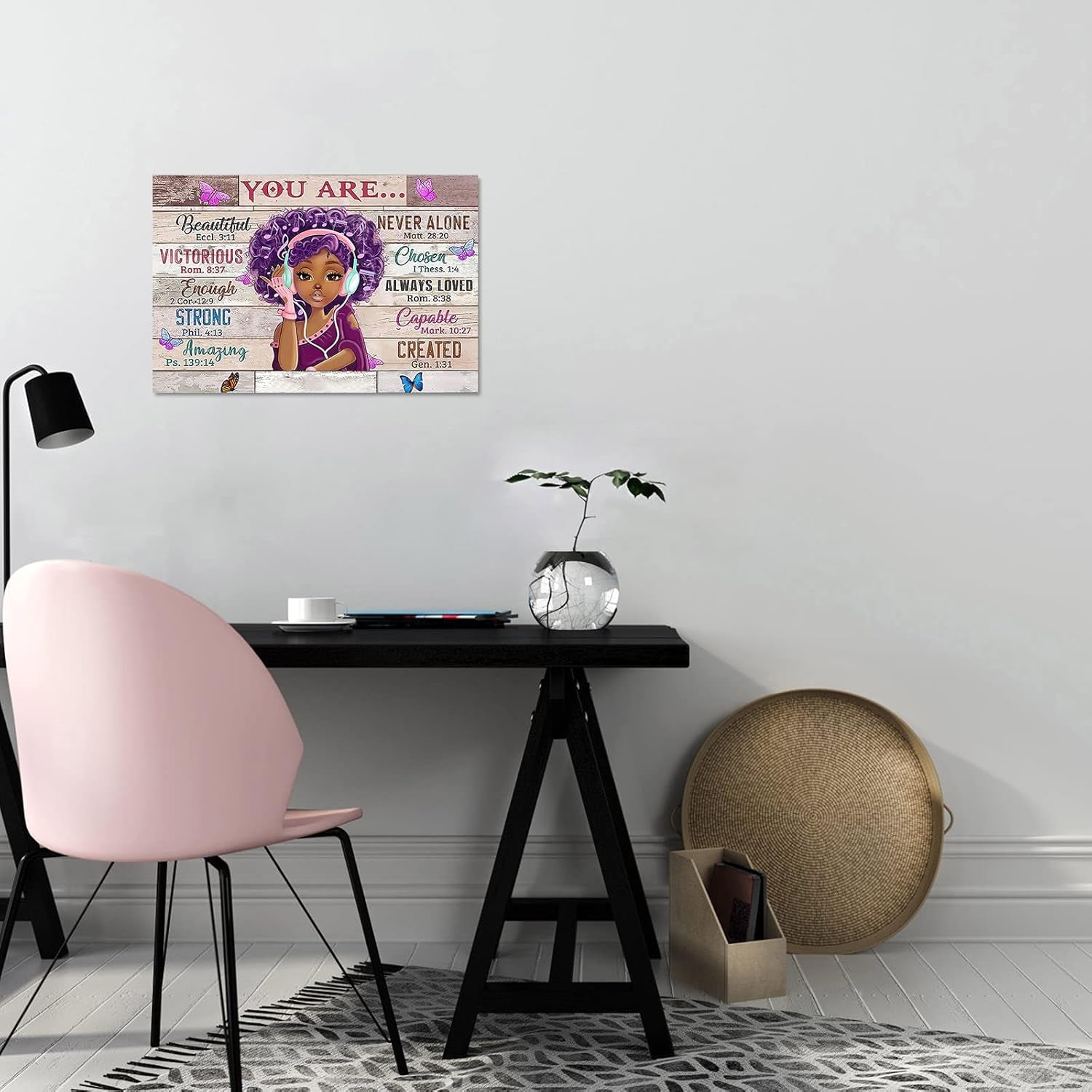 Black Girl Insprational Wall Art Decor African American Motivational Canvas Wall Art Bedroom Black Women Wall Art for Living Room African Wall Art for Bathrooms Gift for Girl 12X16Inch