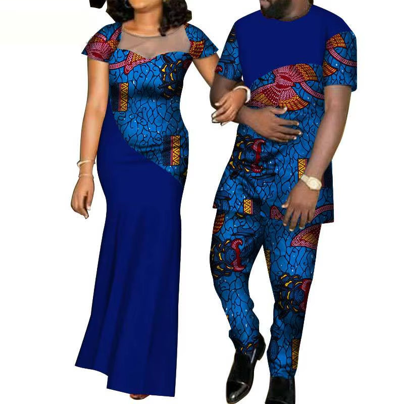 African Clothes for Women 2021 Fashion Style African Couples Suit Women Dress+Men Suit African Clothing American Clothing