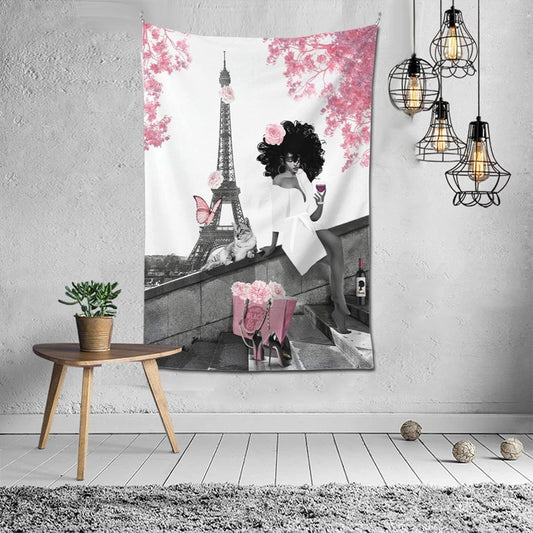 Skinmed SELPONT Grehge Erican Black Girl Tapestry Wall Hanging Grey Pink Fashion Garden Sculpture Outdoor Decoration-L8