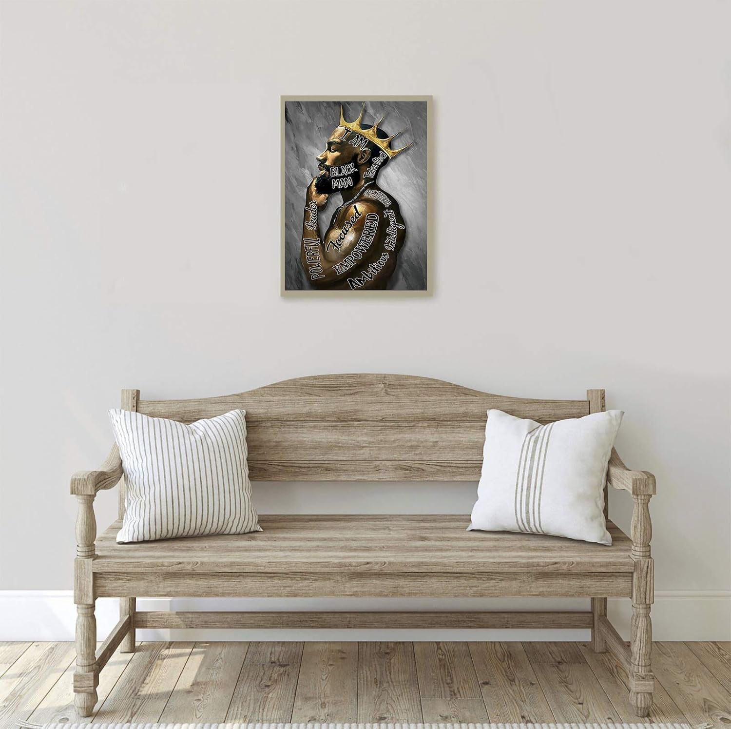Black Men Wall Art African American Men Portrait Wall Art Black Men I Am Enough Art Afro King Poster Abstract Contemporary Canvas Prints Painting Home Decor for Bedroom Livingroom 16X24 Inch Frameless