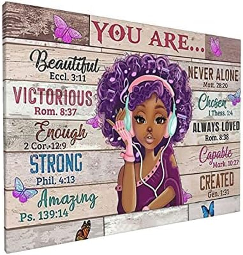 Black Girl Insprational Wall Art Decor African American Motivational Canvas Wall Art Bedroom Black Women Wall Art for Living Room African Wall Art for Bathrooms Gift for Girl 12X16Inch