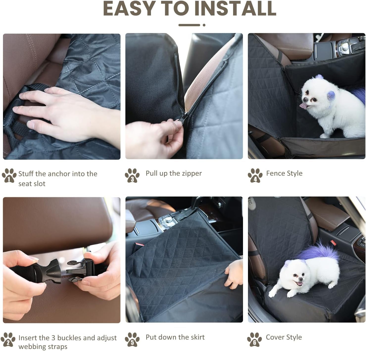 Pets Front Seat Dog Cover,2 in 1 Pet Booster Seat and Dog Seat Cover with Safety Belt,Waterproof & Nonslip Pet Car Seat for Cars,Trucks,Suvs