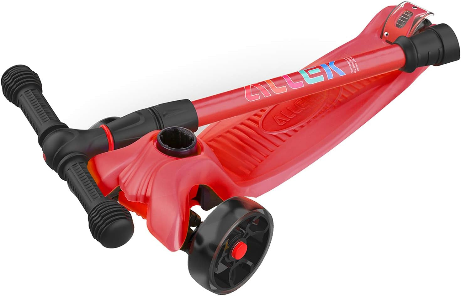 Kick Scooter B02, Lean 'N Glide Scooter with Extra Wide PU Light-Up Wheels and 4 Adjustable Heights for Children from 3-12Yrs (Red)