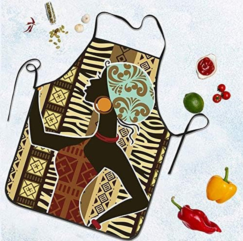 African Tribe Beauty Adjustable Bib Apron, Washable Unisex Cooking Kitchen Aprons for Chef