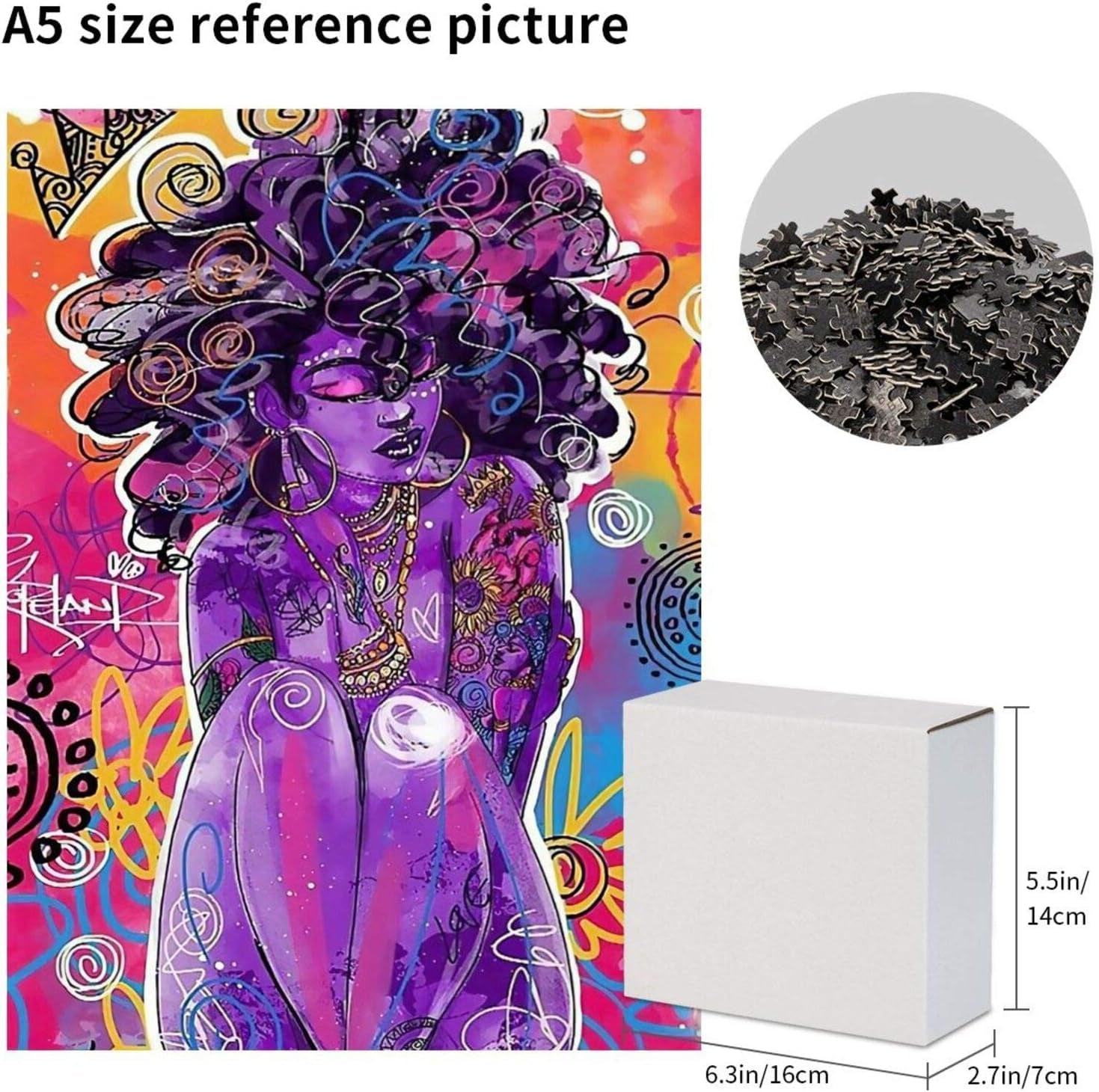 MATSUBA African American Jigsaw Puzzles 500Pieces for Adults and Teenagers African Black Women Art Wooden Puzzles Black Afro Woman Oil Painting Toy Educational Intellectual