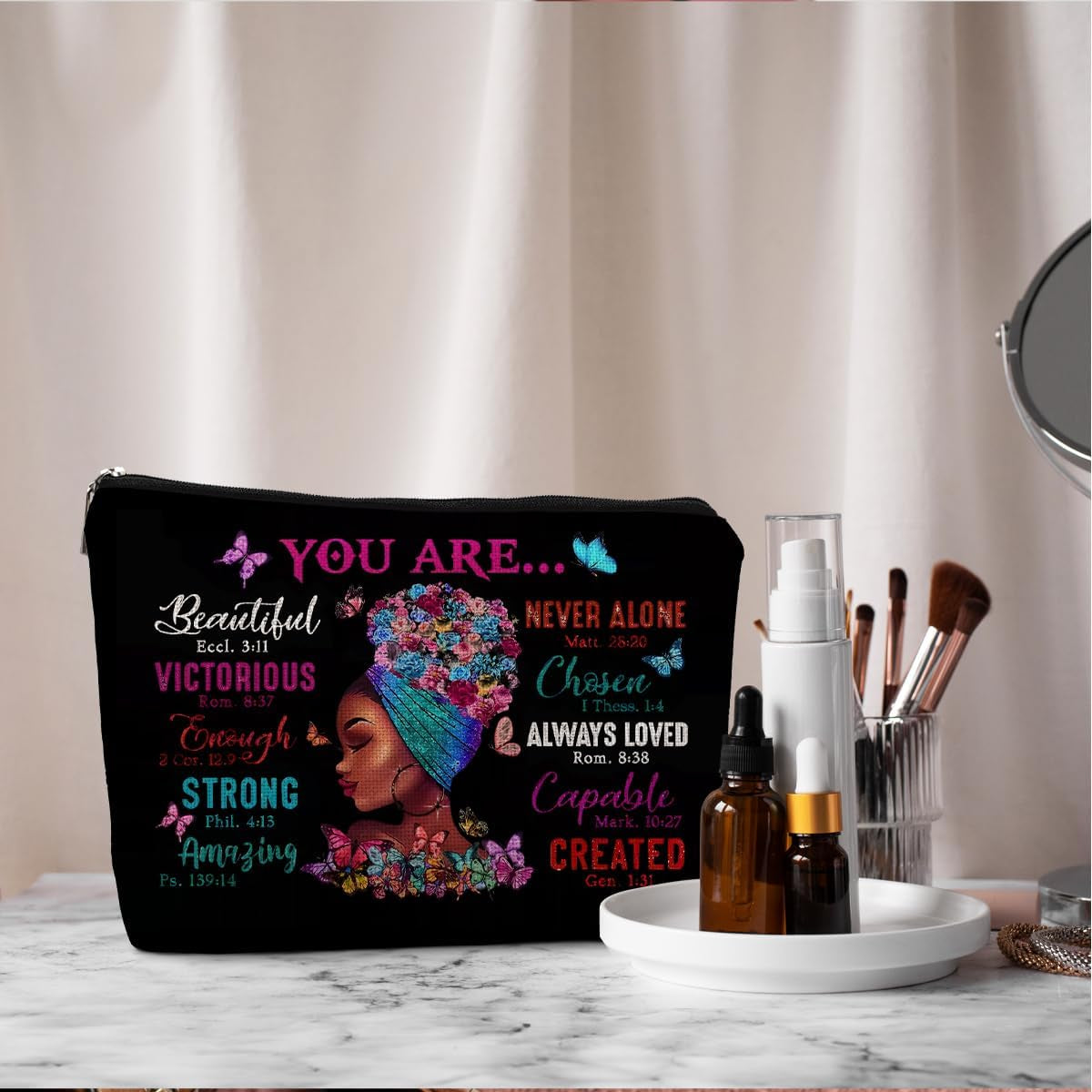 African American Small Makeup Bag, Gifts for Black Woman Girl, African American Gifts, Black Girl Magic Gifts Cosmetic Bogs for Women, Black Girl Stuff