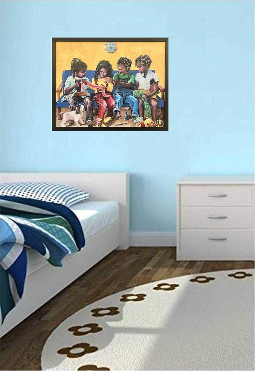 African American Children Playing Traditional African Children Wall Art Decor Print | 23X30 Inches | Canvas/Painting like Textured Print & Posters