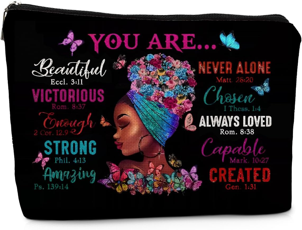 African American Small Makeup Bag, Gifts for Black Woman Girl, African American Gifts, Black Girl Magic Gifts Cosmetic Bogs for Women, Black Girl Stuff