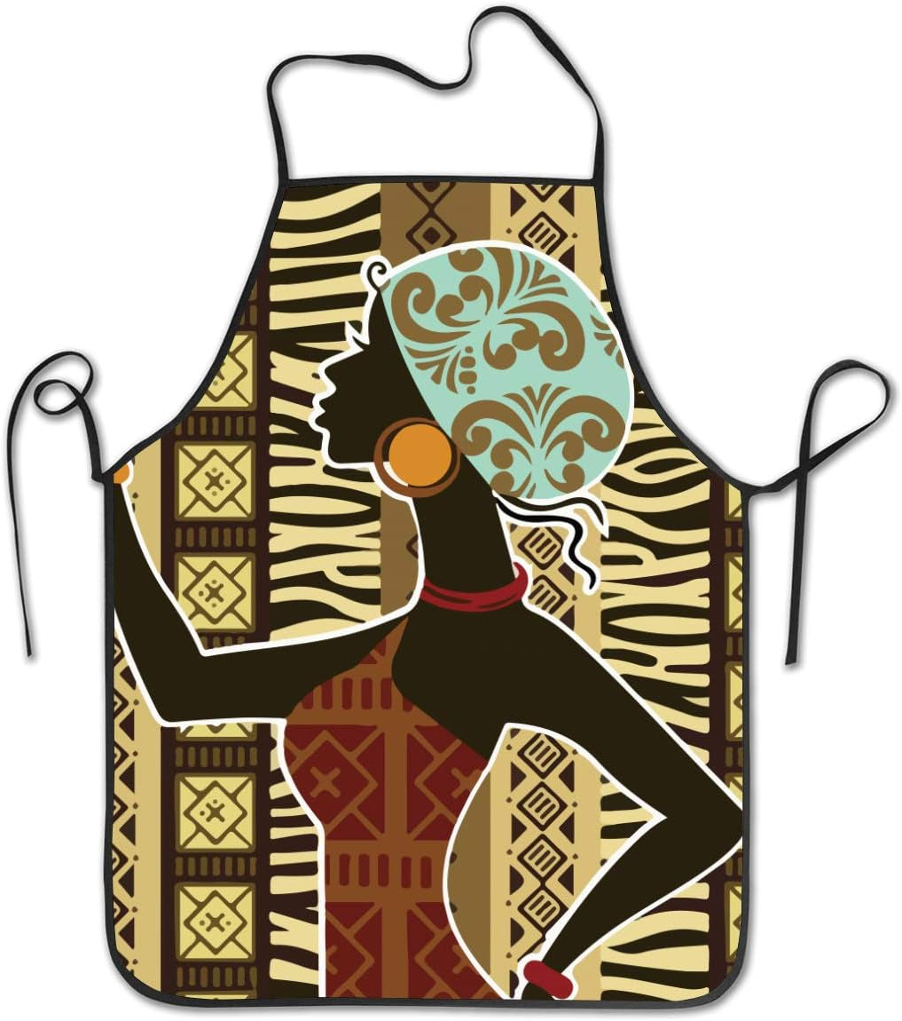 African Tribe Beauty Adjustable Bib Apron, Washable Unisex Cooking Kitchen Aprons for Chef