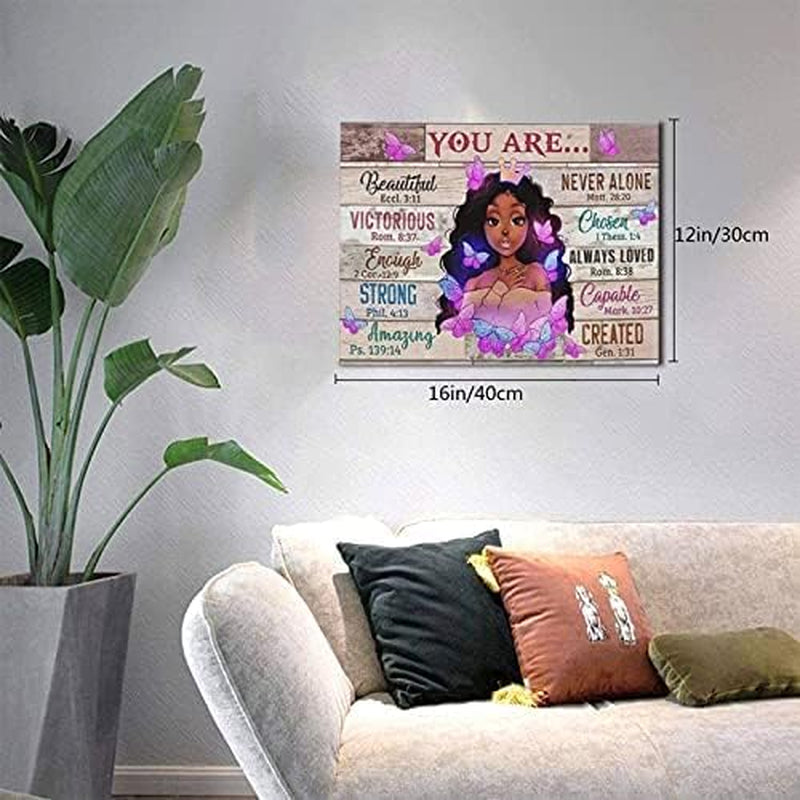 Black Girl Insprational Wall Art Decor African American Motivational Canvas Wall Art Bedroom Black Women Wall Art for Living Room African Wall Art for Bathrooms Gift for Girl 12X16Inch