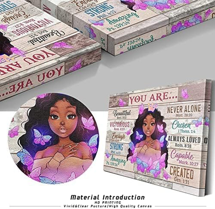 Black Girl Insprational Wall Art Decor African American Motivational Canvas Wall Art Bedroom Black Women Wall Art for Living Room African Wall Art for Bathrooms Gift for Girl 12X16Inch