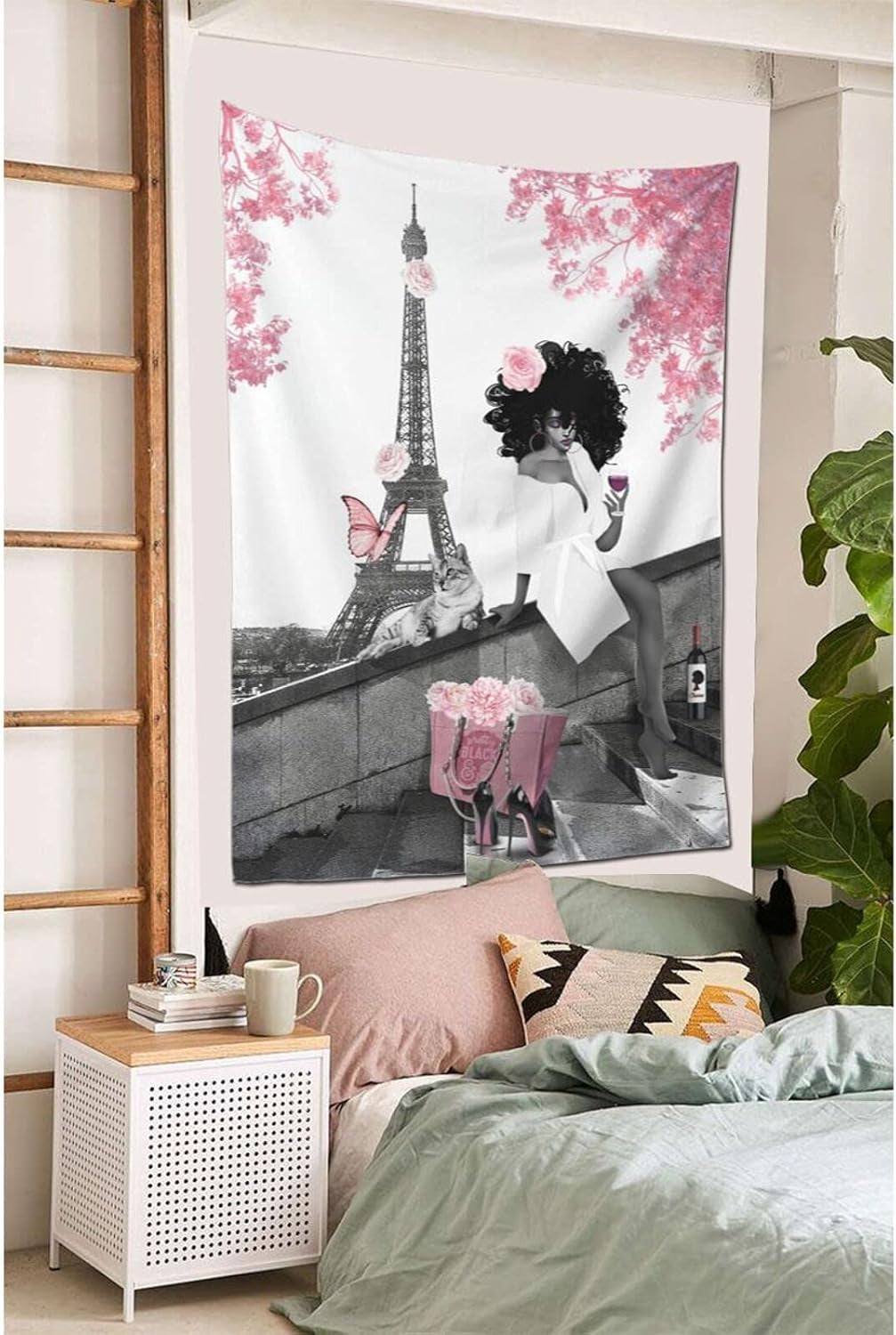 Skinmed SELPONT Grehge Erican Black Girl Tapestry Wall Hanging Grey Pink Fashion Garden Sculpture Outdoor Decoration-L8